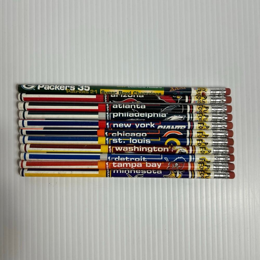 NFL Football Team Wooden Pencils 11 Sanford Super Bowl XXXI 1997 90s VTG Packers